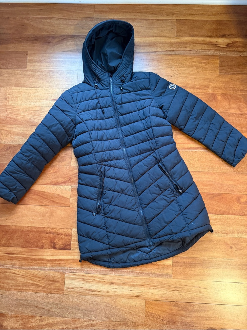 Bernardo Black Quilted Hooded Puffer Coat
